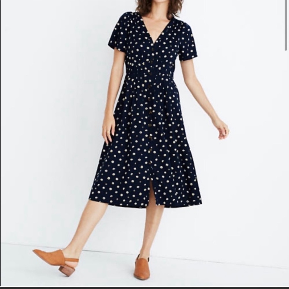 madewell dress (daylily midi dress in daisy dot)